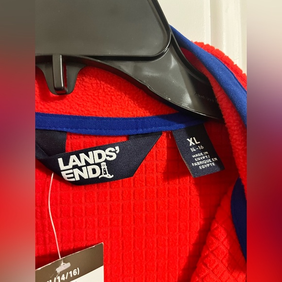 NWT Lands' End Girl Breathable Grid Fleece Full Zip Jacket Daylily Red XL 14/16 - Picture 3 of 9